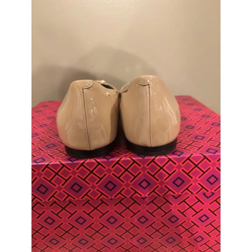 Tory Burch Raleigh Patent Leather Ballet Flats‎ BEIGE Size 8